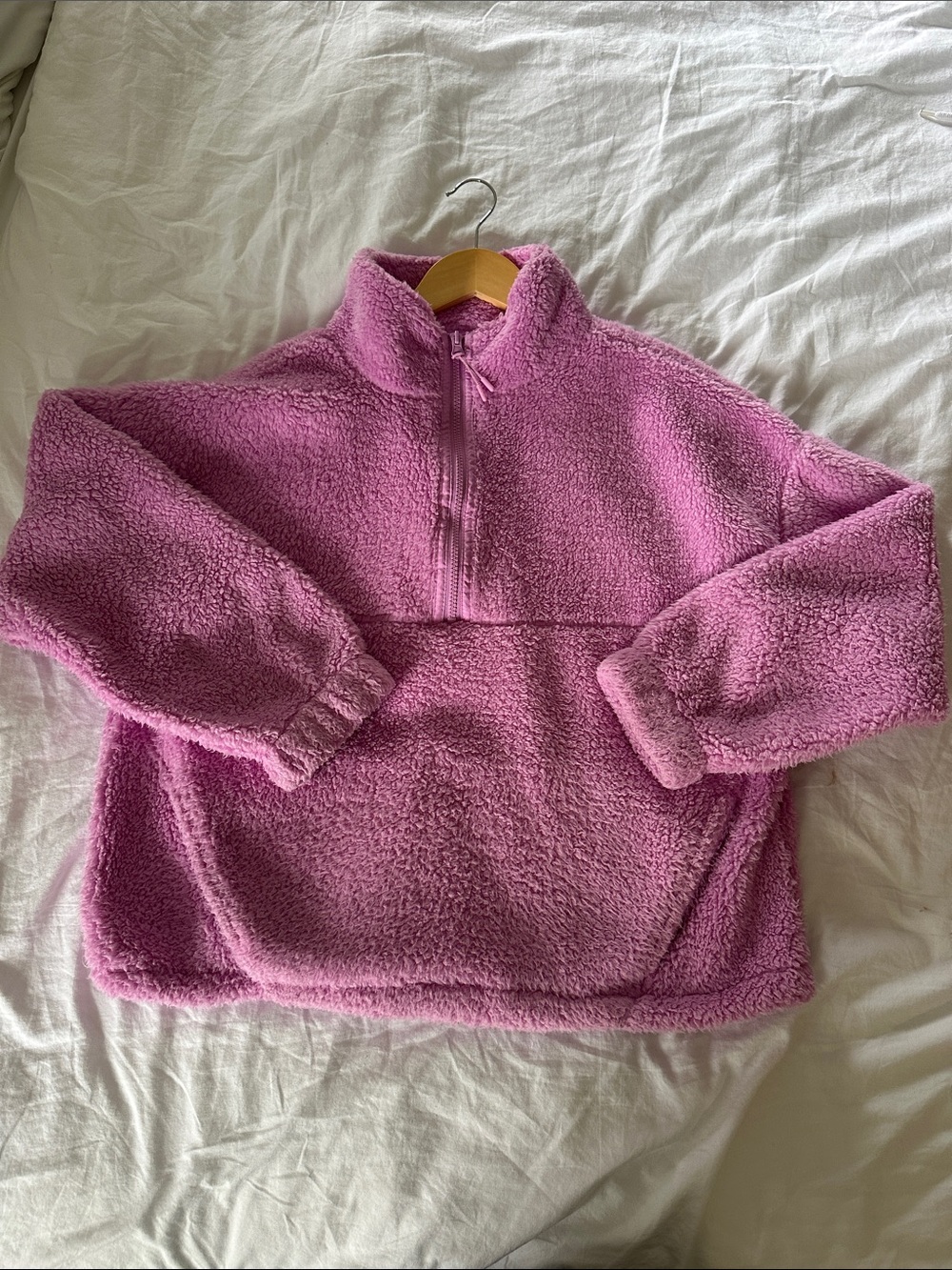No Boundaries Pink Sherpa Half-Zip Turtleneck Pullover